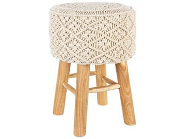 Livabliss by Surya Mandala 14" Beige Brown Fabric Upholstered Accent Stool LIVMDL003