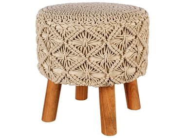 Livabliss by Surya Mandala Beige Dark Brown Upholstered Accent Stool LIVMDL004