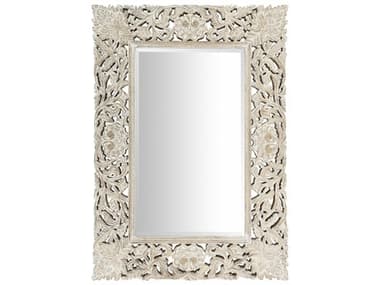 Livabliss by Surya Naomi Washed Carved White Rectangular Wall Mirror LIVNMI0013042