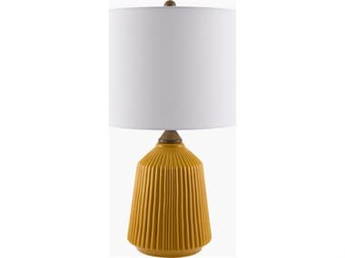 Livabliss by Surya Lennon Glazed Yellow White Linen Buffet Lamp LIVNNN005