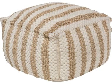 Livabliss by Surya Oak Cove White Khaki Brown Upholstered Ottoman LIVOCPF4001