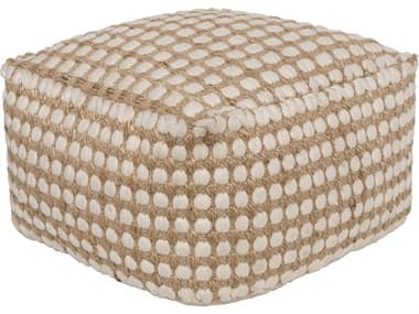 Livabliss by Surya Oak Cove White Khaki Brown Upholstered Ottoman LIVOCPF4002