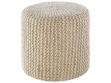 Livabliss by Surya Prado 18" Ivory Beige Fabric Upholstered Ottoman LIVPOPF001