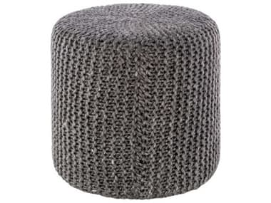 Livabliss by Surya Prado 18" Charcoal Gray Fabric Upholstered Ottoman LIVPOPF004