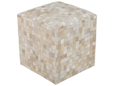 Livabliss by Surya Appalachian Ivory Brown Beige Leather Ottoman LIVPOUF239