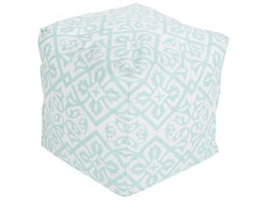 Livabliss by Surya Rain Aqua Blush White Upholstered Pouf LIVPOUF257
