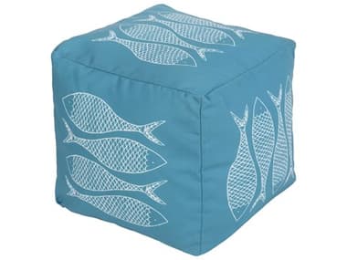 Livabliss by Surya Rain Aqua Blue Upholstered Pouf LIVPOUF275
