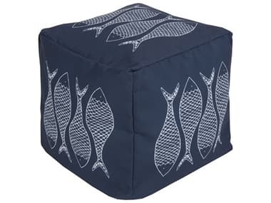 Livabliss by Surya Rain Dark Blue Upholstered Pouf LIVPOUF276