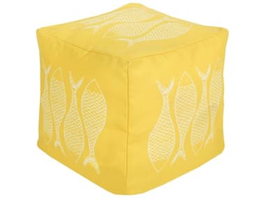 Livabliss by Surya Rain Orange Yellow Upholstered Pouf LIVPOUF278