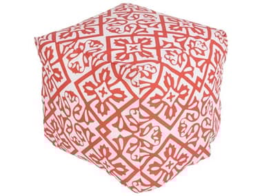Livabliss by Surya Rain Dusty Coral Blush Orange Upholstered Pouf LIVPOUF309
