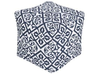 Livabliss by Surya Rain Navy Blush Blue Upholstered Pouf LIVPOUF310