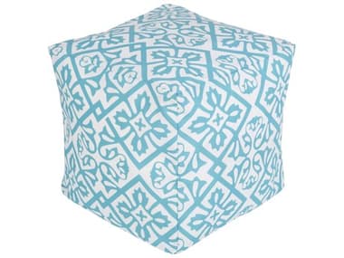 Livabliss by Surya Rain Aqua Blush Blue Upholstered Pouf LIVPOUF311
