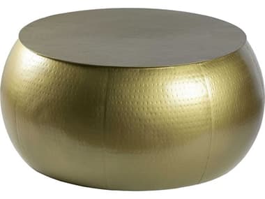 Livabliss by Surya Sansa 29" Round Metal Gold Coffee Table LIVSAA002