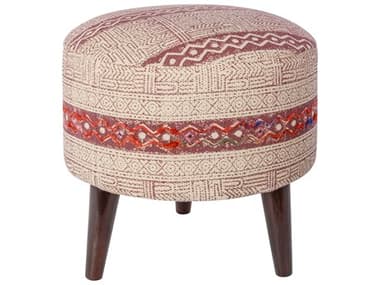 Livabliss by Surya Shivangi Pink Brown Upholstered Accent Stool LIVSHG001