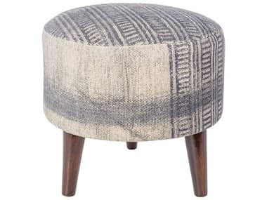 Livabliss by Surya Shivangi 16" Brown Blue Fabric Upholstered Accent Stool LIVSHG002