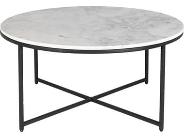 Livabliss by Surya Anastasia Round Marble White Black Coffee Table LIVSIS002