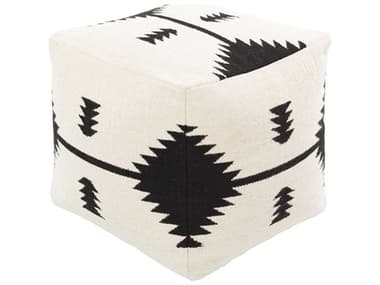 Livabliss by Surya Shiprock 18" Cream Black Fabric Upholstered Ottoman LIVSOPF001