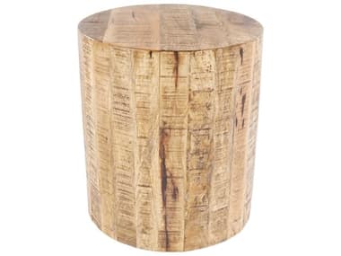 Livabliss by Surya Troyes 16" Round Wood Brown Tan End Table LIVTOE004