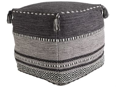 Livabliss by Surya Trenza Black Charcoal Light Gray Khaki Brown Upholstered Ottoman LIVTZPF003