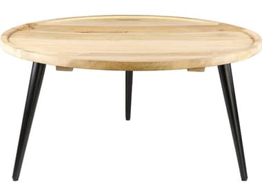 Livabliss by Surya Saraswati Round Wood Tan Black Coffee Table LIVWTI001