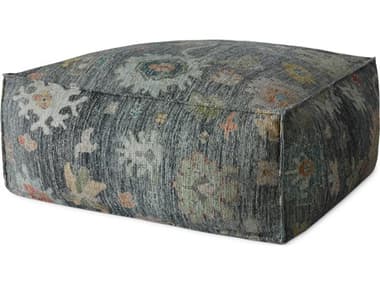 Loloi Rugs Charcoal Multi Gray Upholstered Poufs Fabric Ottoman LLPF05LPF0034CCML