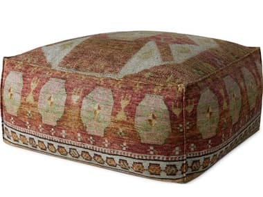 Loloi Rugs Terracotta Multi Beige Upholstered Poufs Orange Fabric Ottoman LLPF05LPF0035TCML