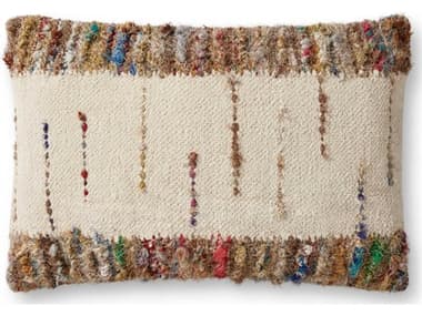 Loloi Rugs Ivory / Brown / Red 16'' x 26'' Pillow LLPLL0073IVORYMULTI