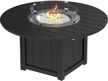 LuxCraft Recycled Plastic Lumin 60'' Wide Round Bar Height Fire Pit Table LUXLFT60RBAR