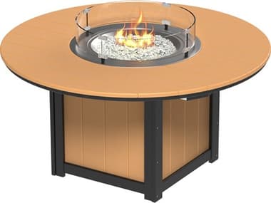 LuxCraft Recycled Plastic Lumin 60'' Wide Round Dining Height Fire Pit Table LUXLFT60RDINING