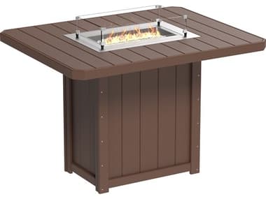 LuxCraft Recycled Plastic Lumin 62''W x 49'' Rectangular Bar Height Fire Pit Table LUXLFT62RBAR