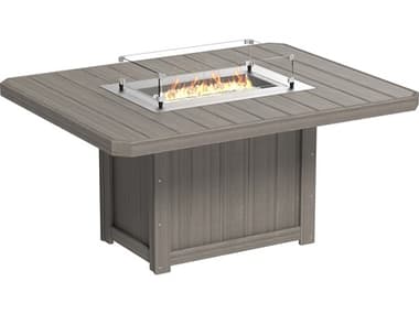 LuxCraft Recycled Plastic Lumin 62''W x 49'' Rectangular Dining Height Fire Pit Table LUXLFT62RDINING