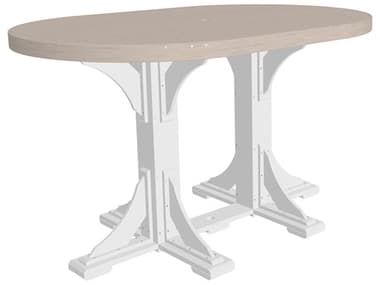 LuxCraft Recycled Plastic 72"W x 48"D Oval Bar Height Table with Umbrella Hole LUXP460TBAR