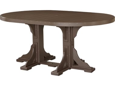LuxCraft Recycled Plastic 72&quot;W x 48&quot;D Oval Counter Height Table with Umbrella Hole LUXP460TCOUNTER