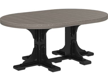 LuxCraft Recycled Plastic 72"W x 48"D Oval Dining Height Table with Umbrella Hole LUXP460TDINING