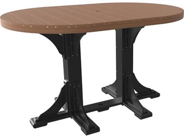 LuxCraft Recycled Plastic 72 x 48 Oval Bar Height Table with Umbrella Hole LUXP46OTBAR