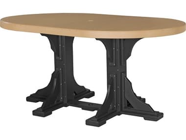 LuxCraft Recycled Plastic 72 x 48 Oval Counter Height Table with Umbrella Hole LUXP46OTCOUNTER