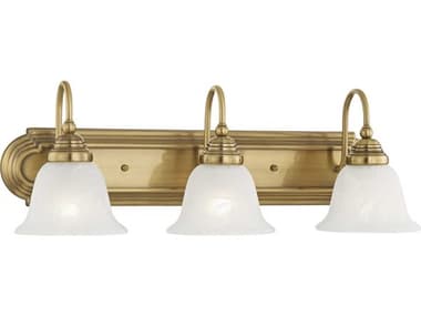 Livex Lighting Belmont 24" Wide 3-Light Antique Brass Glass Vanity Light LV100301
