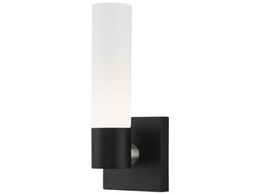Livex Lighting Aero 11" Tall 1-Light Black With Brushed Nickel Accent Glass Wall Sconce LV1010104