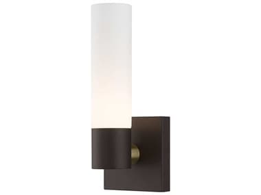 Livex Lighting Aero 11" Tall 1-Light Bronze With Antique Brass Accent Glass Wall Sconce LV1010107