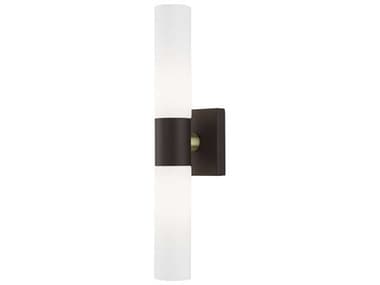 Livex Lighting Aero 17" Tall 2-Light Bronze With Antique Brass Accent Glass Wall Sconce LV1010207