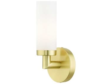 Livex Lighting Aero 11" Tall 1-Light Satin Brass White Glass Wall Sconce LV1010312
