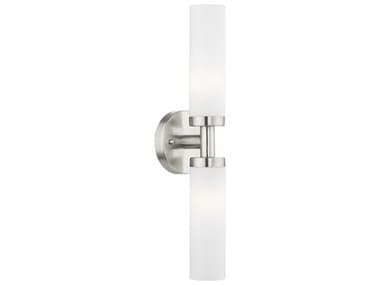 Livex Lighting Aero 4" Tall 2-Light Brushed Nickel White Glass Wall Sconce LV1010491