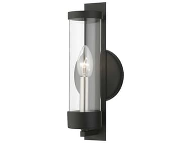 Livex Lighting Castleton 12" Tall 1-Light Black Brushed Nickel Glass Wall Sconce LV1014104