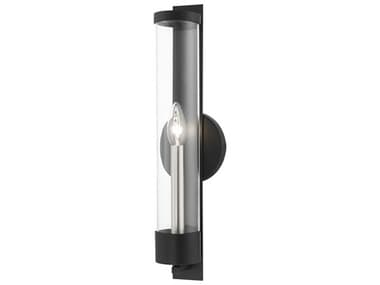 Livex Lighting Castleton 18" Tall 1-Light Black Clear Glass Wall Sconce LV1014204