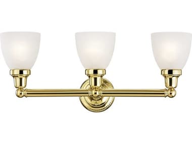 Livex Lighting Classic 24" Wide 3-Light Polished Brass Glass Vanity Light LV102302
