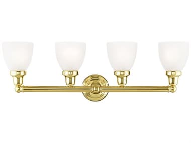 Livex Lighting Classic 30" Wide 4-Light Polished Brass Glass Vanity Light LV102402