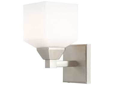 Livex Lighting Aragon 9" Tall 1-Light Brushed Nickel Glass Wall Sconce LV1028191
