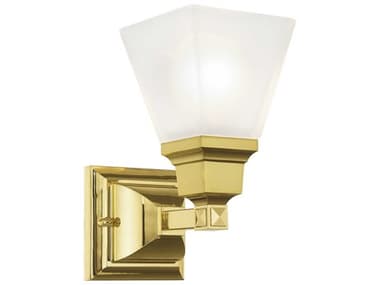 Livex Lighting Mission 9" Tall 1-Light Polished Brass Glass Wall Sconce LV103102