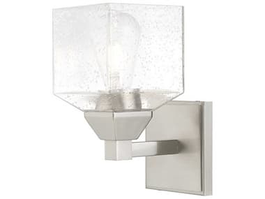 Livex Lighting Aragon 9" Tall 1-Light Brushed Nickel Clear Glass Wall Sconce LV1038191