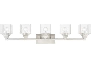 Livex Lighting Aragon 42" Wide 5-Light Brushed Nickel Glass Vanity Light LV1038591